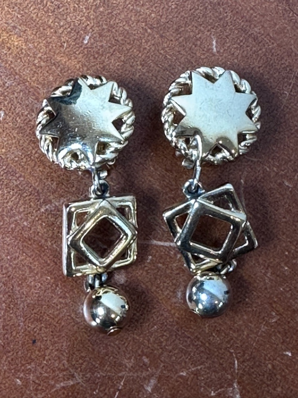 Givenchy Vintage Gold Tone Clip-On
Drop Earrings: Star Charm - Picture 2 of 7